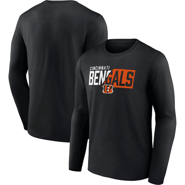 Men's Cincinnati Bengals Black One Two Long Sleeve T-Shirt